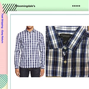 Private Label Plaid Slim Fit Button-Down (Dark Blue, M).. - Picture 1 of 2