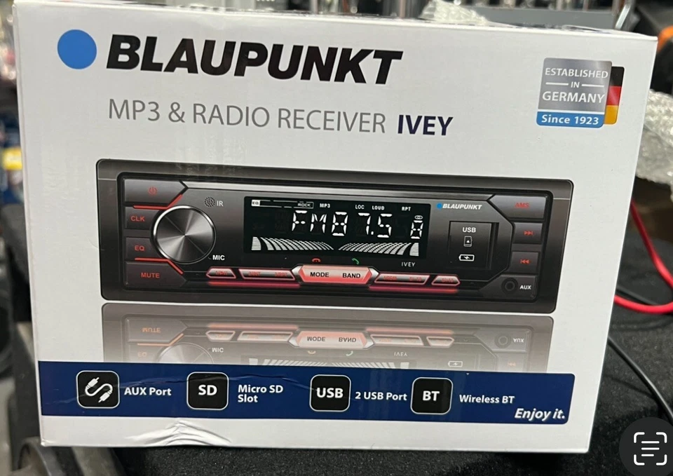 Blaupunkt IVEY Single DIN Car Stereo Bluetooth Receiver with USB Aux Input - Image 1 of 1