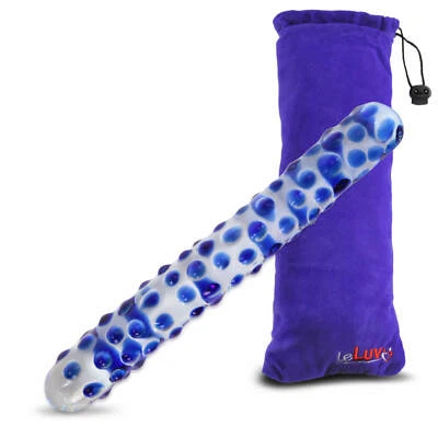 LeLuv Dildo 7 Inch Beaded Glass Wand with Premium Padded Pouch - Image 1 of 4