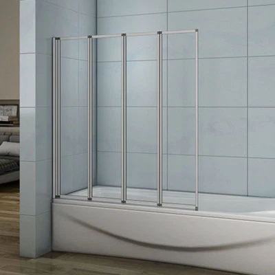 Quality 900x1400mm 4 Fold Folding Shower Bath Screen Door Panel Wetroom Glass