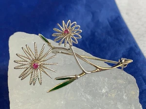 18K White Gold Floral Brooch 5.07g Fine Jewelry Pink Kunzite Color Stones Pin - Picture 1 of 22