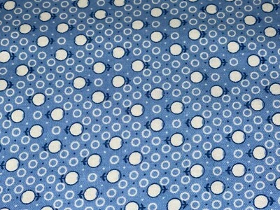 By 1/2 Yd Reproduction Fabric Judie Rothermel for Marcus BTHY Blue White - Image 1 of 4