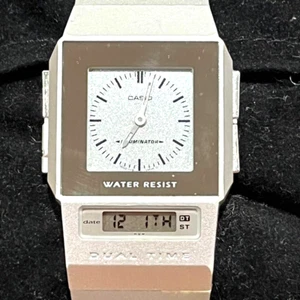Casio FS-01 Film Watch PELA Thin Dual Time Quartz Analog Digital Rare Vintage - Picture 1 of 17