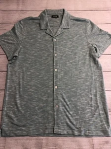 Alfani Shirt Mens XL Blue Short Sleeve Button Up Camp Collar Soft Rayon Blend - Picture 1 of 6