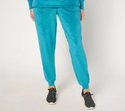 Quacker Factory Sz 1X Regular Angel's Go To Stretch Velvet Joggers TEAL A675835 - Image 1 of 4
