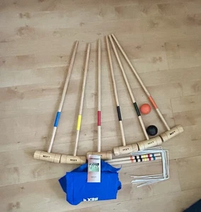 Nice Bex Junior Wooden Croquet Set (6 Mallets, 2 balls, 2 posts, 6 gates) - Picture 1 of 4