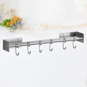  Soporte para utensilios de cocina estante colgante para doble barra de acero inoxidable - Imagen 1 de 12