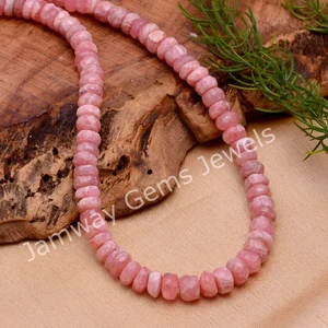 Natural Pink Rhodochrosite Beaded Necklace, 5-6 mm Rhodochrosite Faceted Rondell - Picture 1 of 3