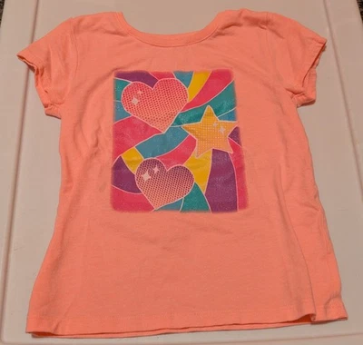 The Children's Place Girls 5/6 Small Heart Star Graphic Tee - Coral - Image 1 of 2