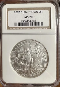 2007-P Jamestown Silver Dollar NGC MS70 - Picture 1 of 2