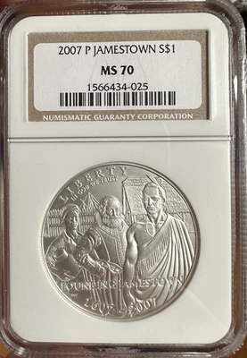 2007-P Jamestown Silver Dollar NGC MS70 - Image 1 of 2