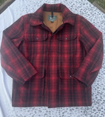 Woolrich Buffalo Plaid Hunting Jacket Red/Black Mackinaw Wool Thick Sz XL - Image 1 of 4