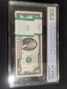 Strap of 1995 Two $2 Dollar Bill Notes $200 Face PCGS 67 PPQ Superb Gem Unc - Picture 1 of 4