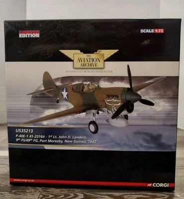 Corgi 1/72 Scale US35213 - P-40E-1 41-25164 1st Lt J.Landers 9th FS/49th FG - Image 1 of 4