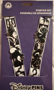 Disney Pin Trading VILLAINS BIANCO E NERO cordino starter set di 4 spille - Foto 1 di 1