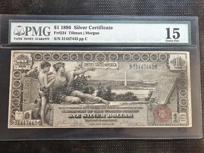 1896 $1 Silver Certificate Educational PMG15 Choice Fine Comment Free Eye Appeal - Image 1 of 2
