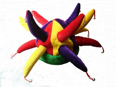 Bufón Divertido Fiesta Carnaval Gorro multicolor con campanas Foto 1 de 3