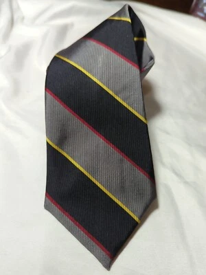 Lands End Tie Black & Gray Striped Silk Tie USA (T005) - Image 1 of 4