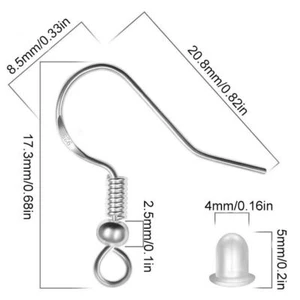 120pcs Silver Earring Hooks Jewellery Findings Silver Earring Hooks - Picture 1 of 6