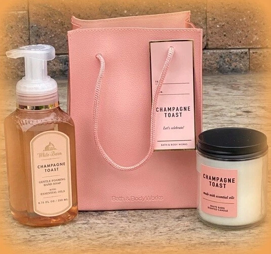 BB&W 'Champagne Toast' Gift Set Hand Soap 8 fl. oz., Candle & Tote Bag NEW - Image 1 of 4