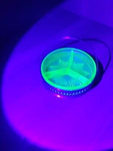 Vintage Chrome & Vaseline Glass Divided Relish Tray UV Reactive - Picture 1 of 8