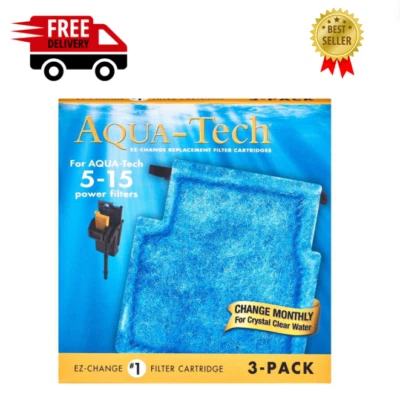 BRANDED Aqua-Tech EZ Change Aquarium Filter #1 Cartridge For 5-15 Filters - 3 Pack.,