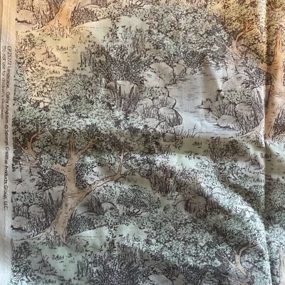 Daisy Kingdom Landscape Trees, Rocks, Water, Cattails, Pastels Cp 25272 Fabric - Image 1 of 4