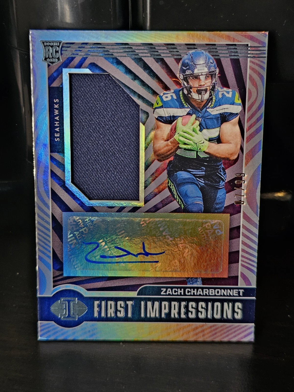2023 Illusions Zach Charbonnet First Impressions Blue Parallel /99 RC, RPA, Auto