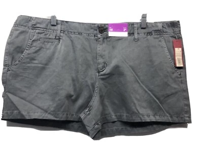 Pantalones cortos chinos Merona para mujer gris trueno frente plano talla 18 con entrepierna de 3" nuevos con etiquetas Foto 1 de 4