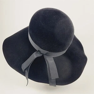 Sombrero vintage de fieltro negro para mujer Loveman's of Pasadena California - Imagen 1 de 10