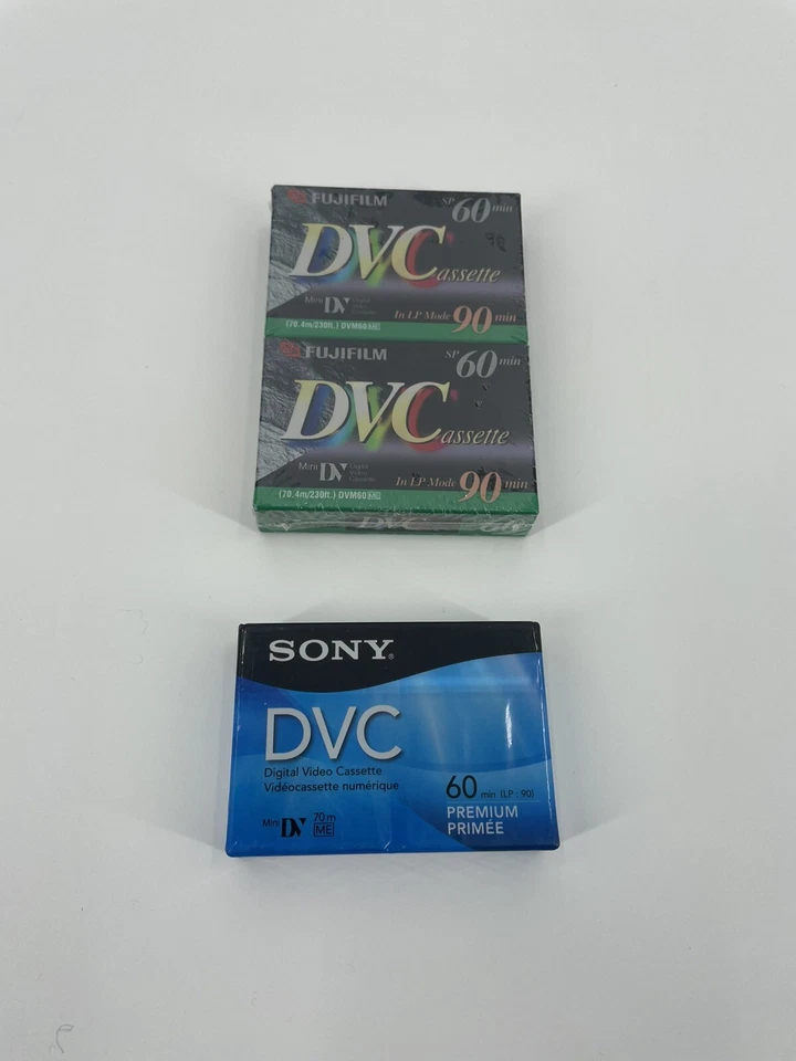 Пустой Fuji DVC мини цифровой видео кассеты упаковка из 3 60 мин SP 90 мин LP запечатанный - Изображение 1 из 1