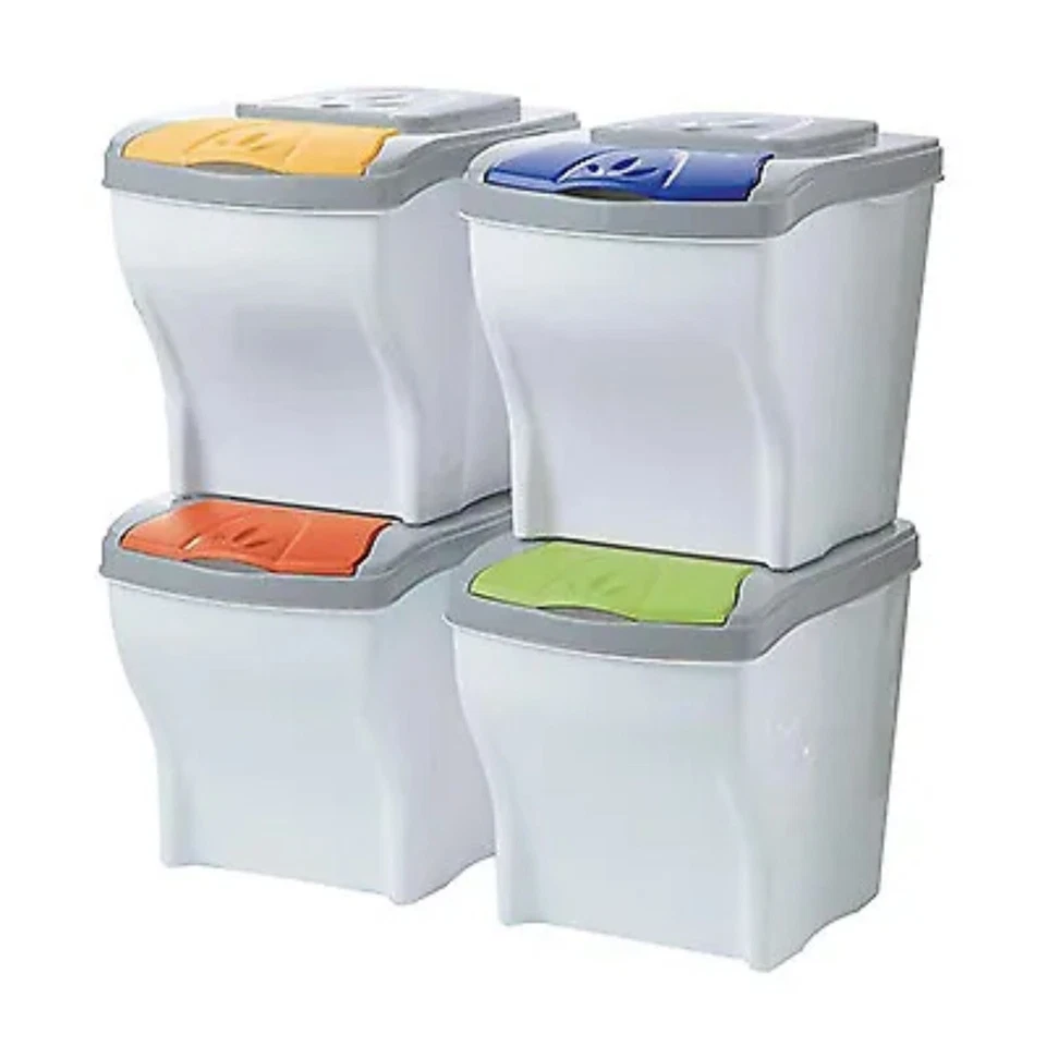 Bama Poker PATTUMIERA per RACCOLTA DIFFERENZIATA COMPONIBILE 4 SECCHI 80 Litri