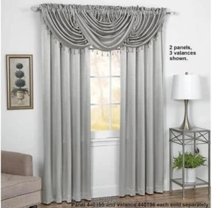 Bridget 52"W x 84"L Window Panel Silver lavish crushed polyester satin fabric - Picture 1 of 2