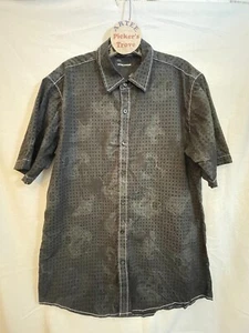 Michael Brandon Mens Short Sleeve Button Up Shirt, Size L, Black See Description - Picture 1 of 4