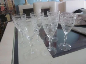 SET OF 6- Libbey Rock Sharpe 2011-5 Cut 7 3/4" WATER GLASSES GOBLETS - Picture 1 of 5