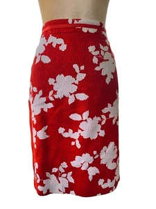 Talbots Karriere Rock Damen 10 kräftig rot weiß Blumen knielang Reißverschluss hinten - Bild 1 von 7