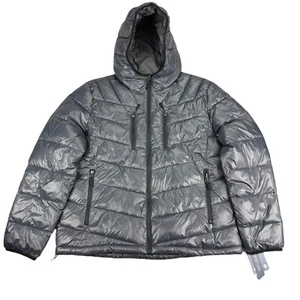 Club Room Mens Chevron Quilted Hooded Ultra Loft Puffer Jacket Charcoal Gray XL - Picture 1 of 5
