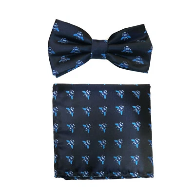 Nuevo Para hombres Microfibra Pre-atado Pajarita y Pañuelo Azul Oscuro Abeja Animal Formal Baile de graduación Foto 1 de 3