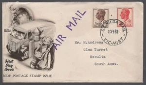1952 Australia KGV 6 1/2d and 4 1/2d Wide World FDC - Picture 1 of 1