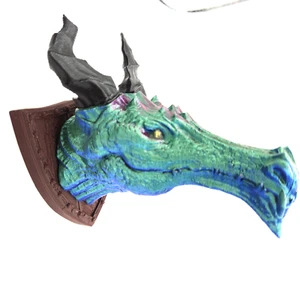 Falsa Cabeza de Dragón Fantasía Trofeo Coleccionista Figura Impresa en 3D Hecho a Mano Juguete Regalo - Imagen 1 de 10