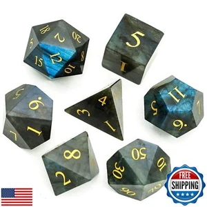 Juego de dados UDIXI DND de piedras preciosas, 7 piezas dados de piedra natural DandD dados poliédricos con - Imagen 1 de 5
