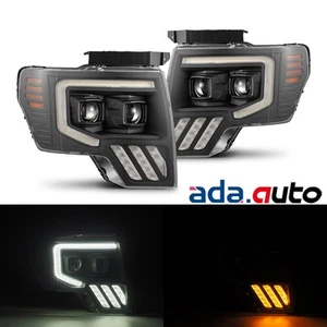 For 2009-2014 Ford F150 Black PRO-Series Dual Projector Halogen DRL Headlights - Picture 1 of 10