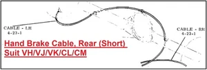Hand Brake Cable, Rear (Short) :  VH VJ VK CL CM FITS Chrysler Valiant - Picture 1 of 1