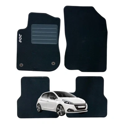 Tapis Moquette Adaptés Pour PEUGEOT 208 Série 1 (2012-2019) - Avec 2 Attaches