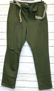 Time and Tru Women's Belted High Rise Skinny Pants Green Size 18 - Picture 1 of 4