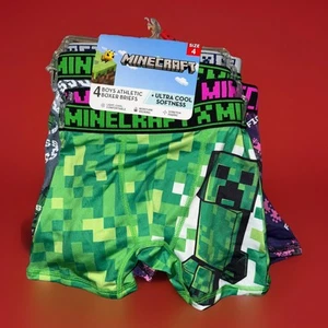 Minecraft Boys Allover Print Athletic Boxer Briefs Underwear 4-Pack Size 4 - Picture 1 of 6