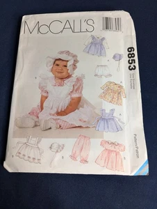 McCall's Sewing Pattern # 6853 Infants' Pinafore Dress Panties Pantaloons Bonnet - Picture 1 of 8