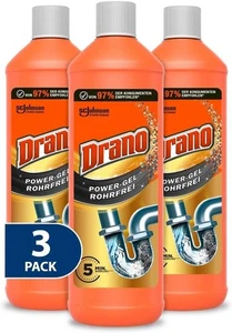 Drano Power Gel Rohrfrei Abflussreiniger Rohrreiniger Küche Bad 3er Pack 3 x 1 L - Bild 1 von 13