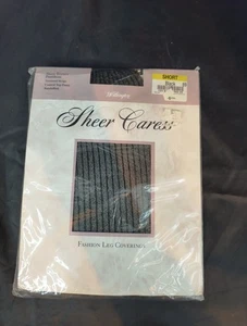 Vintage JCPenney Sheer Black Textured Caress Pantyhose Queen Short Control Top - Picture 1 of 5