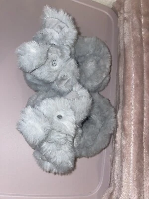 Fluffy Elephant Baby Slippers Grippy spots on sole cute - Image 1 of 4